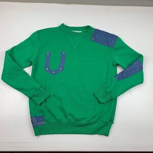 Emporio Urban Style Denim Appliques Pullover Sweatshirt Men's Size S/M